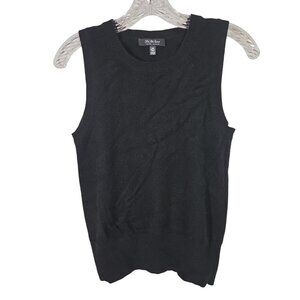 Saks Fifth Avenue 100% Cashmere Tank Top M Black Quiet Luxury Preppy Capsule